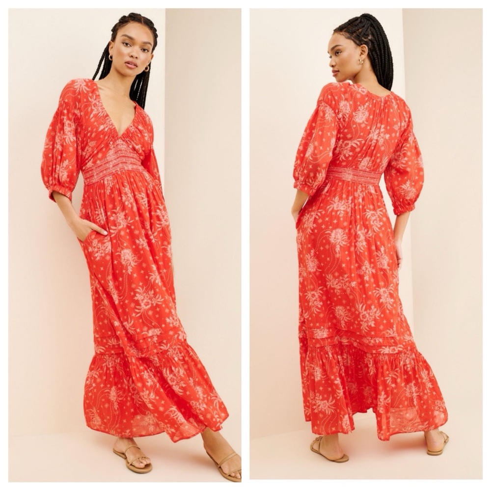 Free People Red Floral Maxi Dress